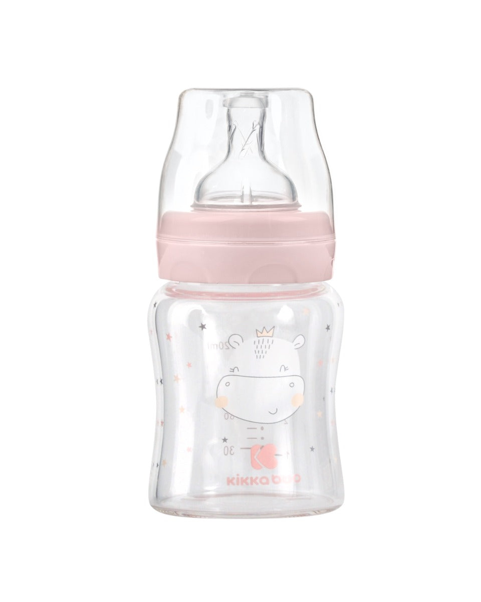 Шише Стъклено 120Мл Hippo Dreams Pink --- BebeMama