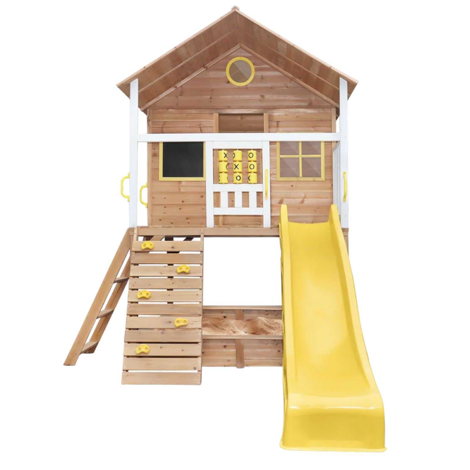 Голяма Детска Къща Ginger Home С Пясъчник И Пързалка, За Игра На Открито В Двора И Градината, Дървена, 258Х271.5Х291 См. --- BebeMama