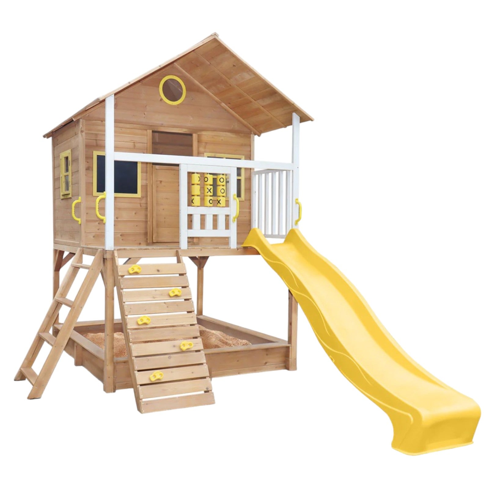 Голяма Детска Къща Ginger Home С Пясъчник И Пързалка, За Игра На Открито В Двора И Градината, Дървена, 258Х271.5Х291 См. - Пластмасови Kъщи И Пързалки - Ginger Home - BebeMama