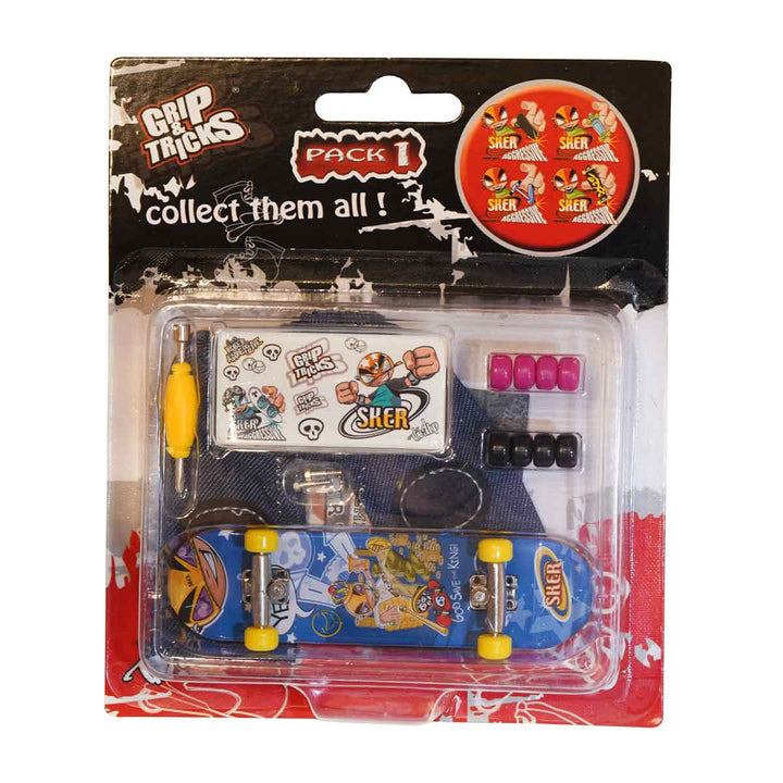 Играчка За Пръсти Skateboard, Син, С Емоджи - Петрушки - Grip & Tricks - BebeMama