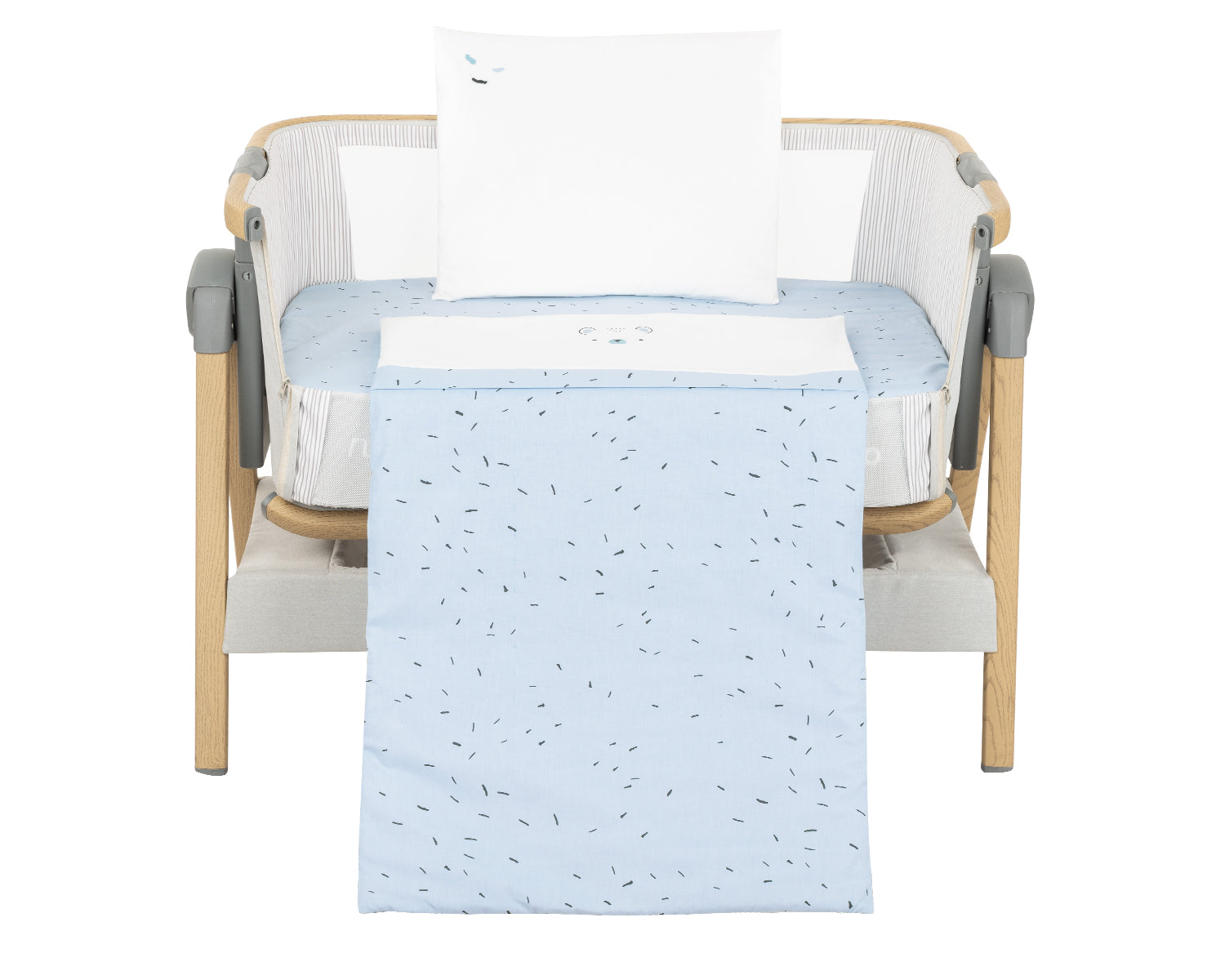 Бебешки спален комплект за мини-кошара 5ч Bear with me Blue --- BebeMama