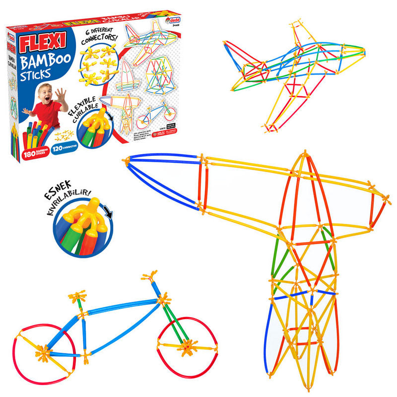 Конструктор Машини Бамбукови Пръчици 300 Бр. 36Х26Х6 - Строители, Мозайки И Конструктори - Thesmileofyourbaby - BebeMama