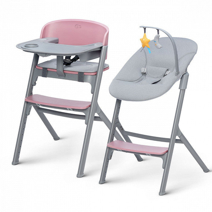 Столче За Хранене Kinderkraft Livy + Шезлонг Calmee Розово - Столчета За Хранене - Kinderkraft - BebeMama
