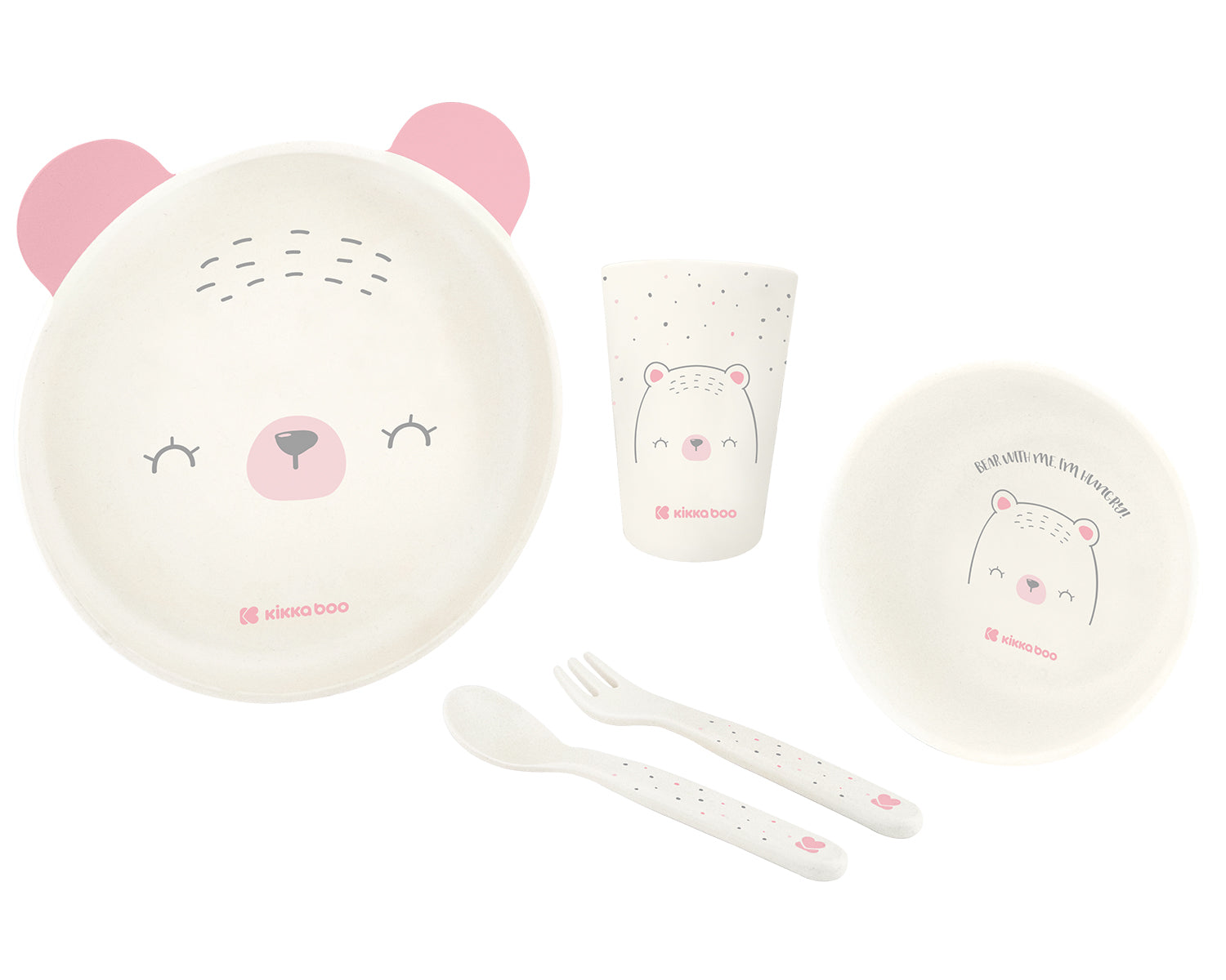 Сет За Хранене Пластмаса Bear With Me Pink --- BebeMama
