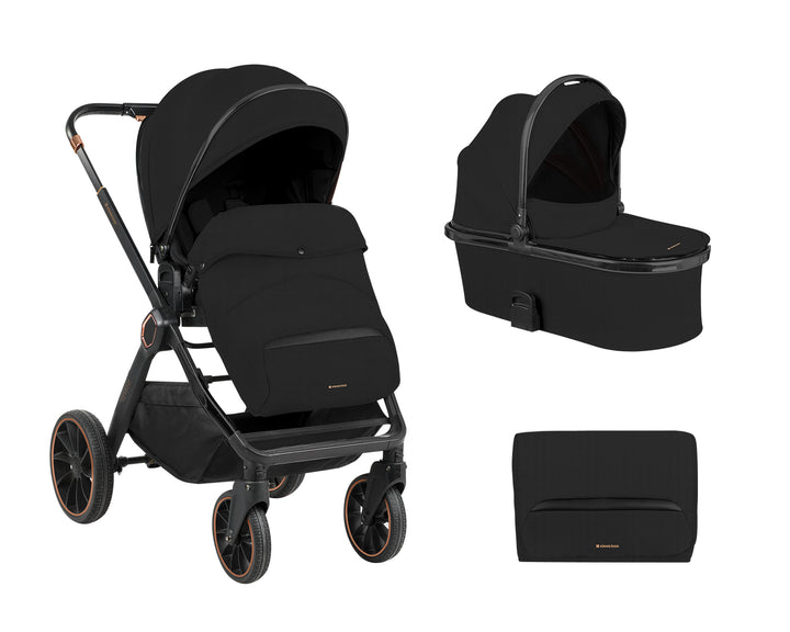Комбинирана Количка 2В1 С Кош За Новородено Tiffany Black 2024 - Комбинирани Колички - Kikkaboo - BebeMama